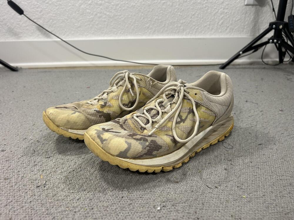 Merrell Antora 2 Shoes Womens Size 9 Beige Camo Trail Running Vibram Sneaker